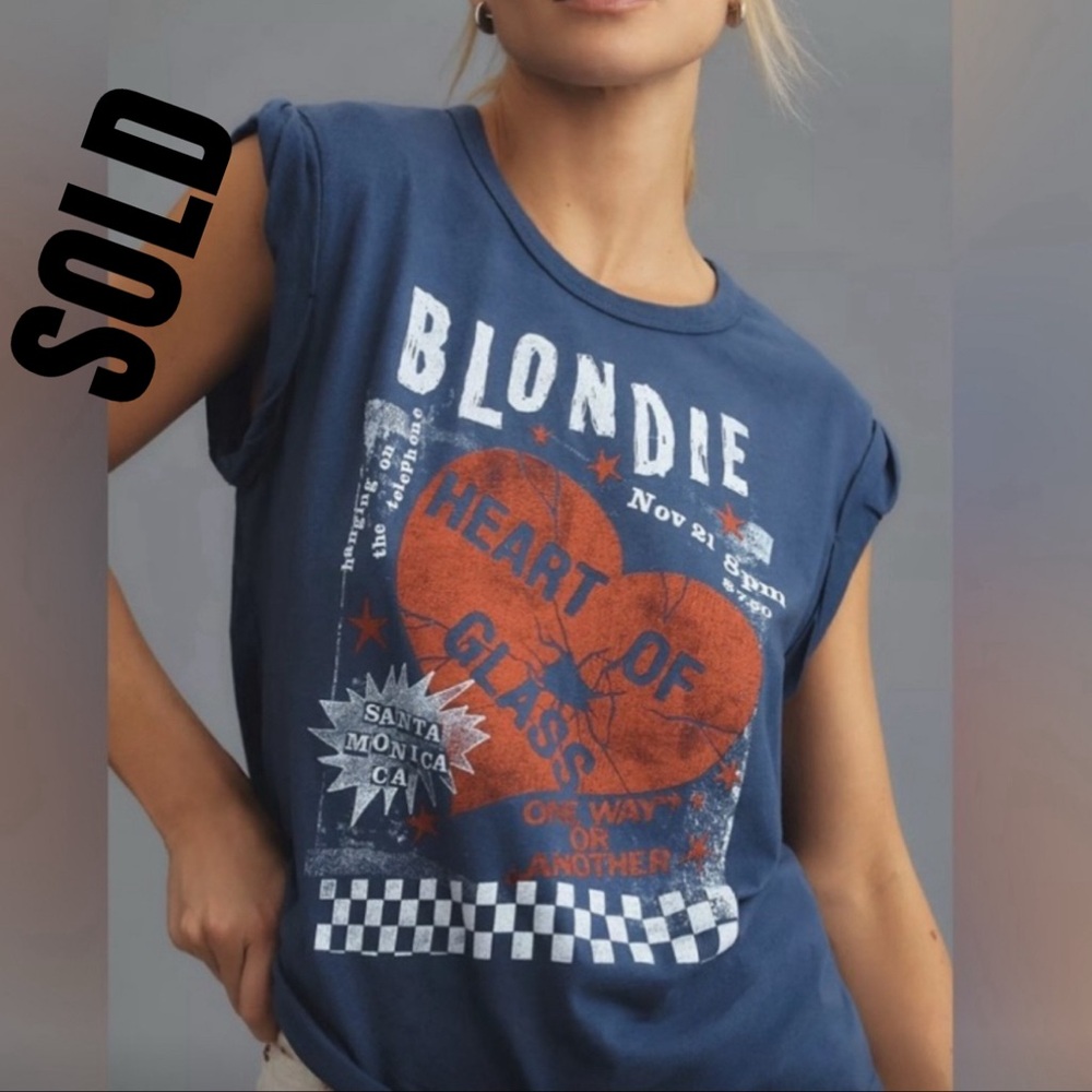 Letluv for Anthropologie Blondie 1978 Roll-Sleeve Graphic Tee Women size Medium - Picture 1 of 9